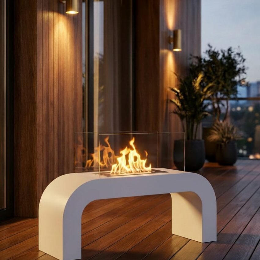 ArcFlame Taşınabilir Bioethanol Şömine (Beyaz)
