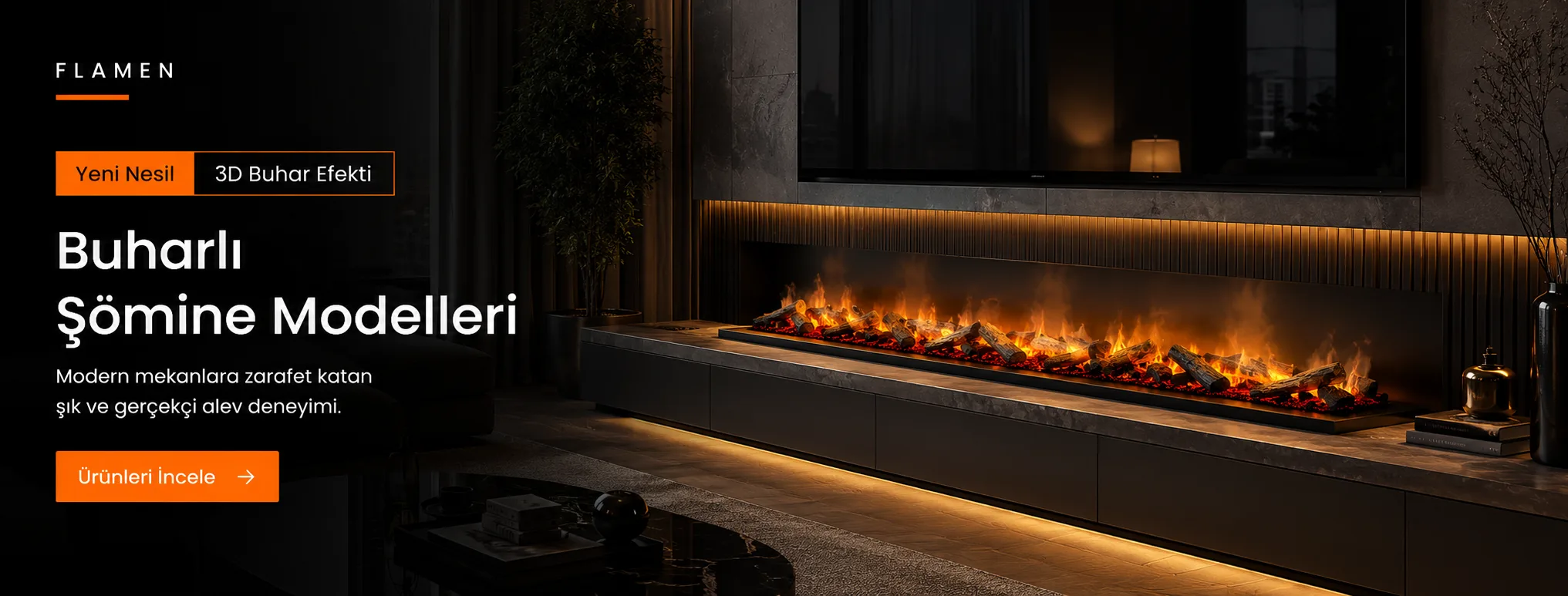 FLAMEN Şömine Sistemleri | Üreticiden Modern ve Lüks Tasarımlar 2 buharli somine slider 1